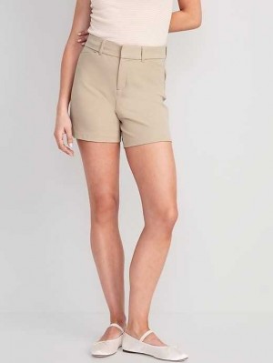 Old Navy High-Waisted Pixie Trouser Shorts Kurze Hose Damen Beige | 0267HWUDX