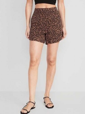 Old Navy High-Waisted Playa Soft-Spun Shorts Kurze Hose Damen Braun | 0247LKNTG