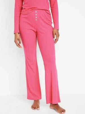 Old Navy High-Waisted Pointelle-Knit Flare Pajama Pants Pyjama Damen Rosa | 0935ABCEL