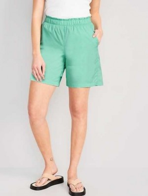 Old Navy High-Waisted Poplin Pull-On Shorts Kurze Hose Damen Grün | 5760LIGSO