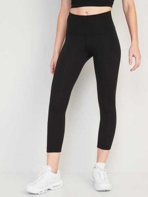 Old Navy High-Waisted PowerPress Crop Leggings Sportbekleidung Damen Blackjack | 4256VFRUI