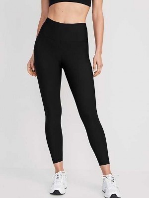 Old Navy High-Waisted PowerSoft 7/8 Leggings Sportbekleidung Damen Schwarz | 4205PIXKU