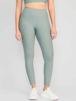 Old Navy High-Waisted PowerSoft 7/8 Mixed-Fabric Leggings Sportbekleidung Damen Grün | 7185FGJAM