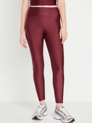 Old Navy High-Waisted PowerSoft 7/8 Shine Leggings Sportbekleidung Damen Dunkelrot | 9258HSYIC