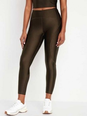 Old Navy High-Waisted PowerSoft 7/8 Shine Leggings Sportbekleidung Damen Kaffee | 9324CGRMI