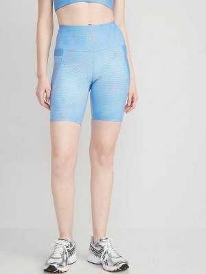 Old Navy High-Waisted PowerSoft Biker Shorts Sportbekleidung Damen Blau | 6702VYFUN