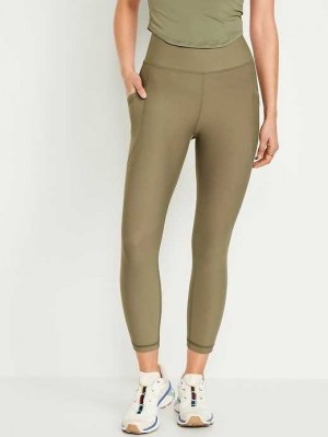 Old Navy High-Waisted PowerSoft Crop Leggings Sportbekleidung Damen Grau | 8325QMPKD