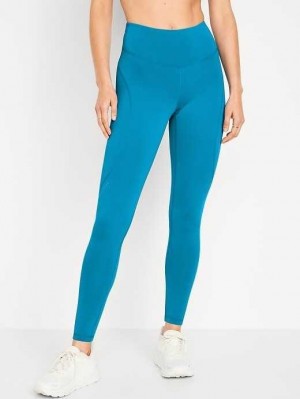 Old Navy High-Waisted PowerSoft Leggings Sportbekleidung Damen Blau | 3157KRMCD