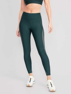 Old Navy High-Waisted PowerSoft Mesh-Panel 7/8 Leggings Sportbekleidung Damen Tiefesgrün | 5017PLQJV