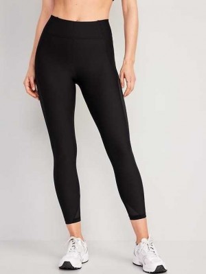 Old Navy High-Waisted PowerSoft Mesh-Panel 7/8 Leggings Sportbekleidung Damen Schwarz | 9128QTEVP