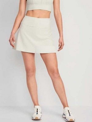 Old Navy High-Waisted PowerSoft Rib-Knit Skort Sportbekleidung Damen Beige | 7369AQZTS