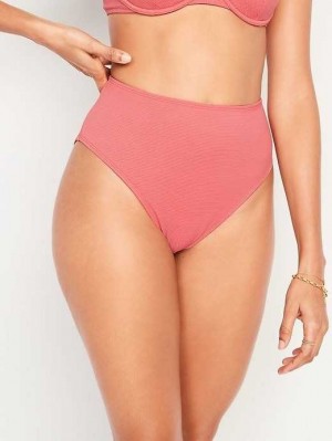 Old Navy High-Waisted Printed French-Cut Bikini Swim Bottoms Badeanzüge Damen Rosa | 9325BWLPJ