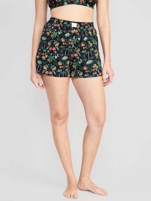 Old Navy High-Waisted Printed Poplin Pajama Shorts Pyjama Damen Banana Print | 3250WYKQE