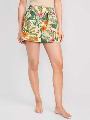 Old Navy High-Waisted Printed Poplin Pajama Shorts Pyjama Damen Gelb | 4021USGNF