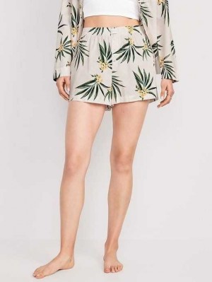 Old Navy High-Waisted Printed Poplin Pajama Shorts Pyjama Damen Rosa | 4253EFLAY