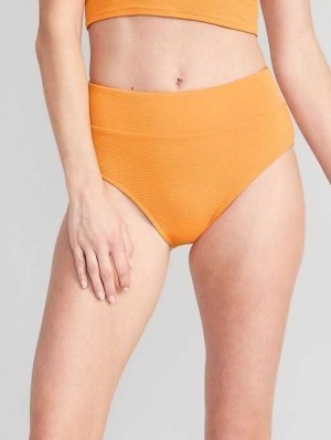 Old Navy High-Waisted Pucker Klassische Bikini Swim Bottoms Badeanzüge Damen Wild Papaya | 2360QYOXN
