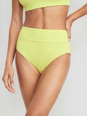 Old Navy High-Waisted Pucker Klassische Bikini Swim Bottoms Badeanzüge Damen Pousse Verte | 5671MKTGZ