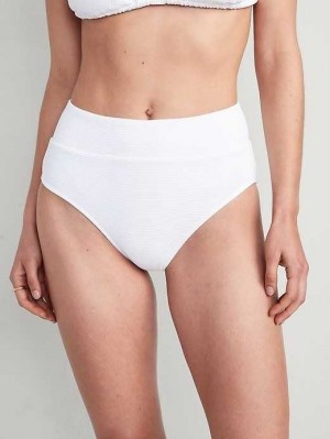 Old Navy High-Waisted Pucker Klassische Bikini Swim Bottoms Badeanzüge Damen Weiß | 6712ZGTFK