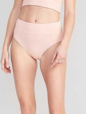 Old Navy High-Waisted Pucker Klassische Bikini Swim Bottoms Badeanzüge Damen Rosa | 8376HQKFD