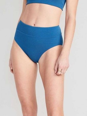Old Navy High-Waisted Pucker Klassische Bikini Swim Bottoms Badeanzüge Damen Blau | 9508LBSGW