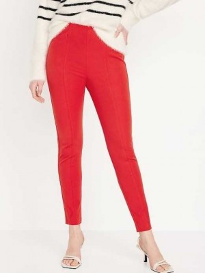 Old Navy High-Waisted Pull-On Pixie Schlank Ankle Pants Hose Damen Rot | 3517YNBHW