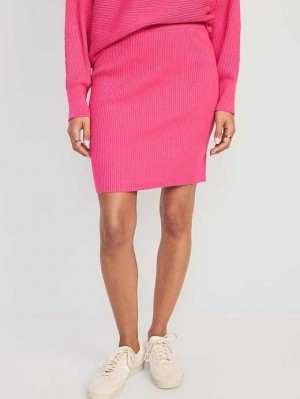 Old Navy High-Waisted Rib-Knit Mini Skirt Strickjacke Damen Rosa | 2356PZQAX