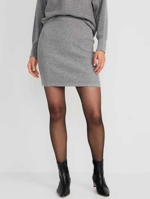Old Navy High-Waisted Rib-Knit Mini Skirt Strickjacke Damen Grau | 0527QZFSP