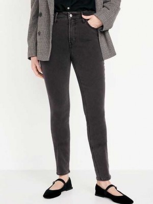 Old Navy High-Waisted Rockstar Super-Schlank Built-In Warm Jeans Jeans Damen Schwarz | 3015SHBAG