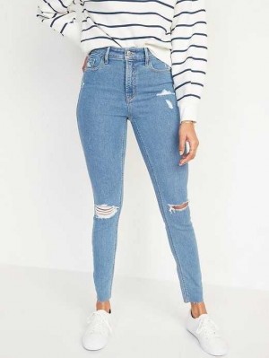 Old Navy High-Waisted Rockstar Super-Schlank Ripped Ankle Jeans Jeans Damen Lolly | 3402ZOHWA