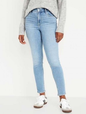 Old Navy High-Waisted Rockstar Super-Schlank Built-In Warm Jeans Jeans Damen Hellwaschen | 3425YATXO