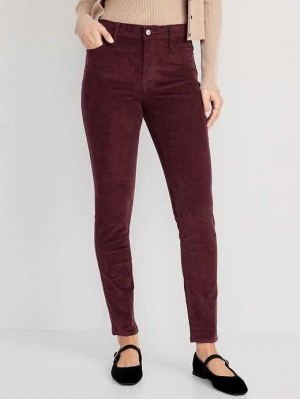 Old Navy High-Waisted Rockstar Super-Schlank Corduroy Pants Jeans Damen Raisin Arizona | 0697WFAPD