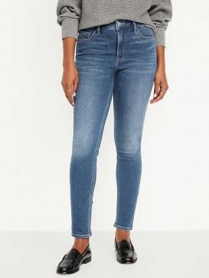 Old Navy High-Waisted Rockstar Super-Schlank Built-In Warm Jeans Jeans Damen Waschen | 6938XIKQH