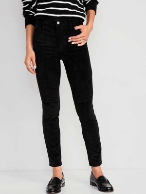 Old Navy High-Waisted Rockstar Super-Schlank Corduroy Pants Jeans Damen Schwarz | 9021OQVUX