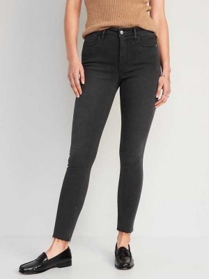 Old Navy High-Waisted Rockstar Super-Schlank Black Cut-Off Ankle Jeans Jeans Damen Schwarz | 1358OYPUN