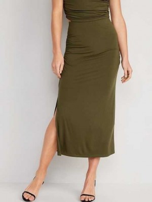 Old Navy High-Waisted Ruched Maxi Skirt GolfSkirts Damen Conifer | 1076JSTER