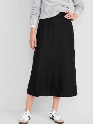 Old Navy High-Waisted Smocked Crepe Maxi Skirt GolfSkirts Damen Blackjack | 4698YXAPF