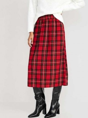 Old Navy High-Waisted Smocked Midi Skirt GolfSkirts Damen Rot | 7581DYMFS