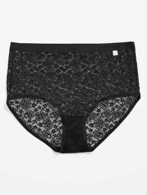 Old Navy High-Waisted Spitze Bikini Underwear Unterwäsche Damen Schwarz | 7019PZFBC