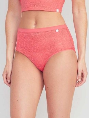Old Navy High-Waisted Spitze Bikini Underwear Unterwäsche Damen Koralle | 1549XNVLP
