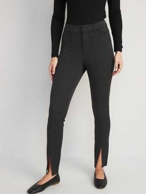 Old Navy High-Waisted Split-Front Pixie Schlank Pants Hose Damen Dunkelgrau | 1458ECUQZ