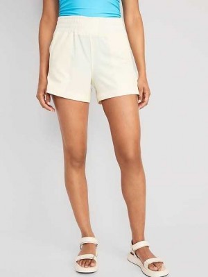 Old Navy High-Waisted StretchTech Pull-On Shorts Sportbekleidung Damen Creme De La Creme | 4051BLMHP