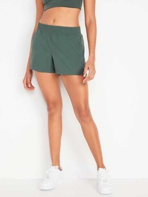 Old Navy High-Waisted StretchTech Shorts Sportbekleidung Damen Grün | 6987KNDEC