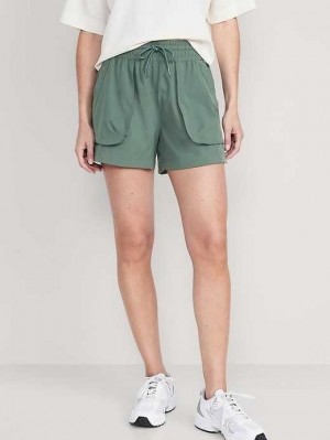 Old Navy High-Waisted StretchTech Shorts Sportbekleidung Damen Grün | 9721ZWDFN