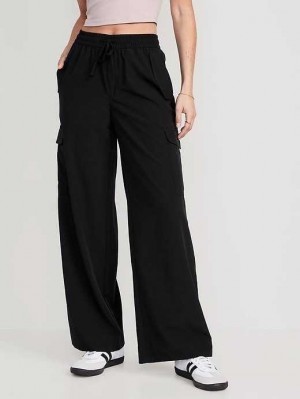 Old Navy High-Waisted StretchTech Weite-Leg Cargo Pants Sportbekleidung Damen Schwarz | 8490DZQLO