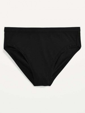 Old Navy High-Waisted Supima Baumwoll-Blend Bikini Underwear Unterwäsche Damen Schwarz | 0764SJZPQ