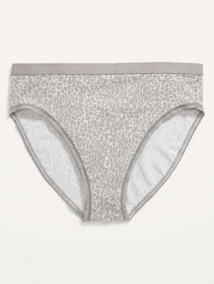 Old Navy High-Waisted Supima Baumwoll-Blend Bikini Underwear Unterwäsche Damen Grau Leopard | 0827KYPWB