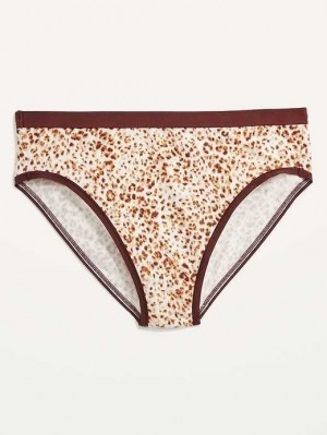 Old Navy High-Waisted Supima Baumwoll-Blend Bikini Underwear Unterwäsche Damen Leopard | 1026QHILG
