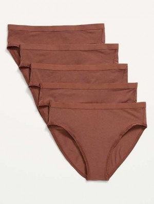 Old Navy High-Waisted Supima Baumwoll Bikini Underwear 5-Pack Unterwäsche Damen Maplewood | 2608LUAMG