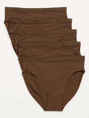 Old Navy High-Waisted Supima Baumwoll Bikini Underwear 5-Pack Unterwäsche Damen Dunkel | 8962YDBMZ
