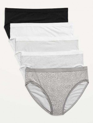 Old Navy High-Waisted Supima Baumwoll Bikini Underwear 5-Pack Unterwäsche Damen Leopard | 0928JLGVA
